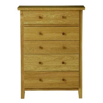 Avenue Solid Oak 5 Drawer Chest