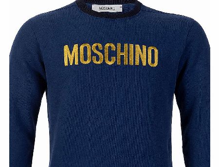 Moschino Embroidered Logo Blue Sweatshirt