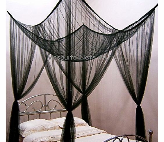 4 Corner Poster Black Bed Canopy Mosquito Net Double & King Size