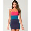 Motel Ava Strapless Bodycon Dress in Pink and Navy