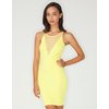 Motel Sunny Plunge Neck Bodycon Dress in Lemon