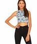 Motel Xaria Crop Top in Wall Paper Blue and White