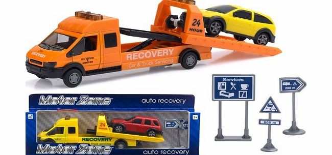 Motor Zone Car Auto Recovery Set with Lights and Sounds. Die Cast with Plastic Parts