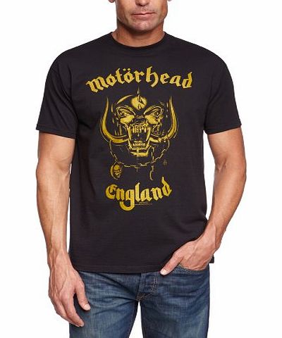 Motorhead Men England Classic Gold Short Sleeve T-Shirt, Black - Schwarz (Schwarz), Large