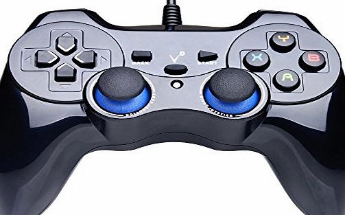 Moulis Aliver USB Pc Computer Vibration Wired Game Controller Gamepad Joystick for PC(Windows XP/7/8/8.1/10) amp; PS3 amp; Android (PS architecture) - Black