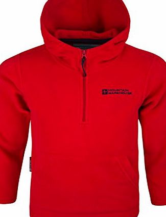 Mountain Warehouse Camber Kids Microfleece Hoodie Boys Girls Hooded Top Childs Jumper Red 13 years