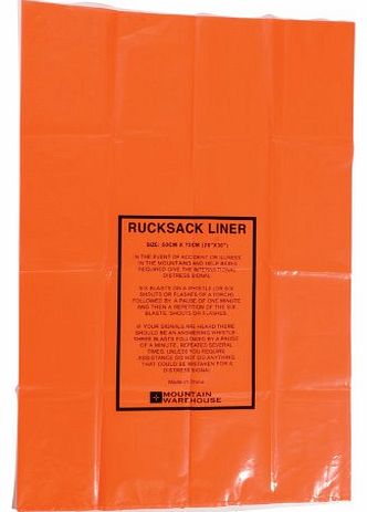 Mountain Warehouse Emergency Waterproof Rucksack Backpack Lightweight Hiking Camping Travel Liner Orange One Size