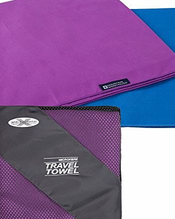 Mountain Warehouse Giant Microfibre Travel Towel - 130cm x 75cm - Lightweight, Antibacterial and Quick Drying - Great For Yoga, Pilates, Golf, Gym, Hiking, Walking, Swimming) Purple One Size