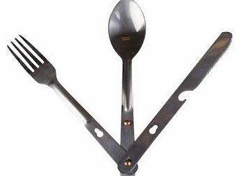 Mountain Warehouse Knife Fork Spoon Set - Stainless Steel Camping Travel Cutlery Silver One Size