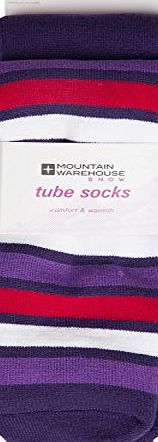 Mountain Warehouse Patterned Ski Skiing Snowboard Snow Breathable Winter Warm 2-Pack Socks Tubes Dark Purple One Size