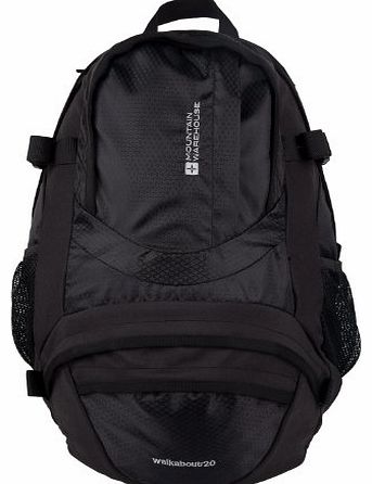 Mountain Warehouse Walkabout 20 Litre Walking Hiking Travelling Waterproof Cover Backpack Rucksack Black One Size