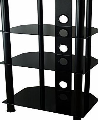 Mountright  UMBHS Black Glass Hifi AV DVD Console Amplifier Speaker Rack Stand (Black Glass - Black Legs)