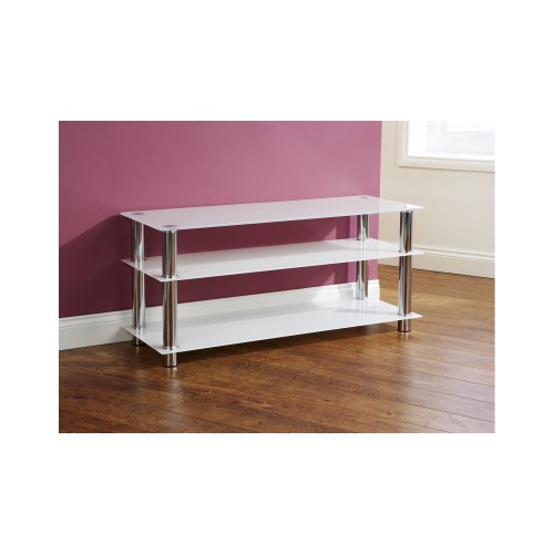 Ulysses Wide Glass and Chrome TV Stand