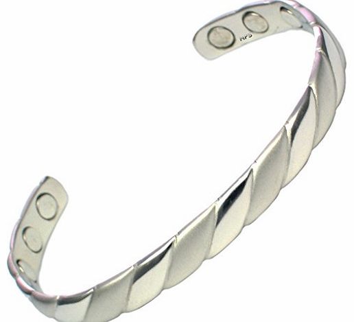 MPS Ladies Silver Tone Magnetic Bangle / Bracelet with Six magnets - Will fit a wrist up to 16.5 cm