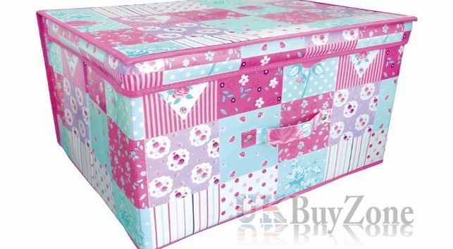 MTS Kids Childrens Foldable Pop Up Storage Toy Books Clothes Box Tidy Chest (Patchwork)