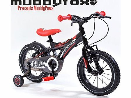  / MuddyPaws 144 14`` Bike - Boys - Black, Red and White (New Range)