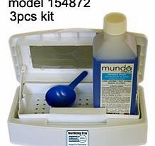Disinfection Sterilizing Kit / Mundo Power Plus Solution 500ml / Makes 10 litres / Disinfectant sterilizing Tray Box / Measuring spoon / Eyelash Extensions Nail Tattoo Beauty Salon equipment / File Tw