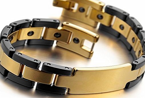 MunkiMix Tungsten Ceramic Bracelet Link Wrist Black Gold Cross Gothic Men