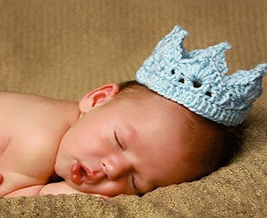 Museya Cute Newborn Infant Baby Girl Boy Handmade Crochet Knit Crown Hat Photograph Prop (Sky-blue)