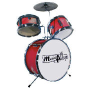 Music Alley Three Piece Junior Drum Kit - Red