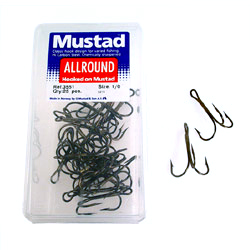 Mustad 3551 Bronzed Trebles - Size 1 (Pack of 25)
