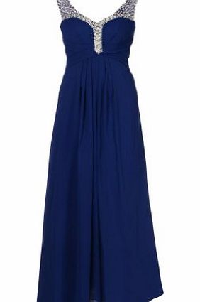 MY EVENING DRESS Full length Evening Dresses Chiffon Bridesmaids Prom Ball Gowns Elegant Classic Formal Sequins Ladies Women Royal Blue Size 14