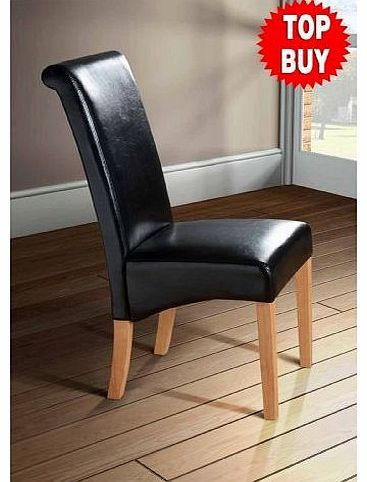 My-Furniture Milano Roll / Scroll Back Faux Leather Dining Room Chair -BLACK SINGLE CHAIR