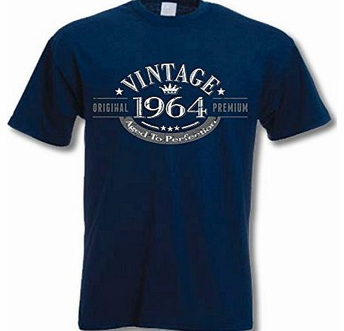 1964 Vintage Year - Aged to Perfection - 50th Birthday Gift / Present Mens T-Shirt Navy XL
