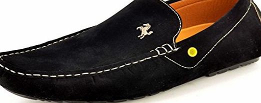Mens Black Designer Inspired Faux Suede Casual Loafers Moccasins Shoes Size 9