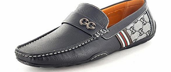 My Perfect Pair Mens Black GG Stylish Casual Slip On Summer Loafers Driving Shoes Size 11