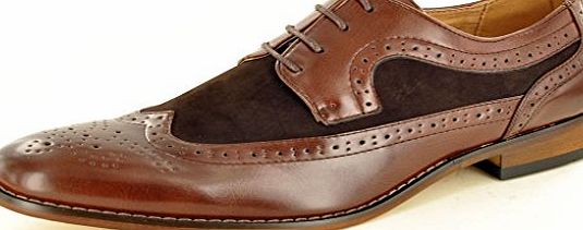 My Perfect Pair Mens Dark Brown Two Tone Leather Lined Brogue Formal Lace Up shoes ( Size 7, Dark Brown)