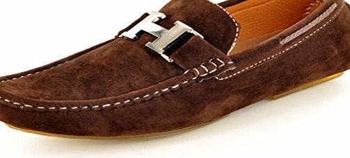My Perfect Pair Mens Designer Inspired Faux Suede Casual Loafers Moccasins Shoes (UK 11 / EU 45, Brown)
