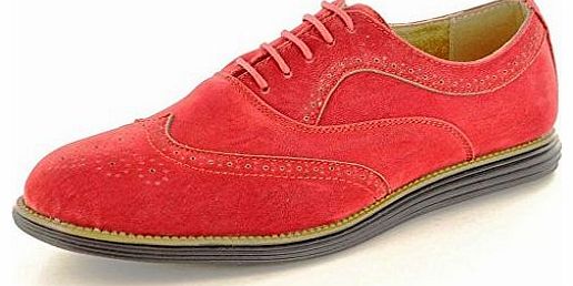 My Perfect Pair Mens Red Casual Formal Lace Up Brogue Designer flat Shoes ( Size 10)