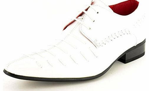 Mens White Leather Lined Formal Pointed Toe Winkle Pickers Shoes Size 7