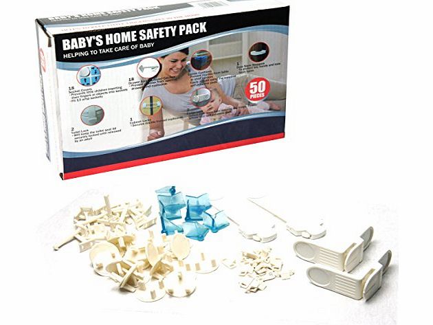 My Planet 50 Piece Babys Home Safety Pack Includes Socket Covers, Draw Latches, Corner Cushions, Door Slam Stoppers, Toilet Locks, Cabinet Locks amp; Fridge Locks