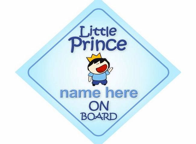 mybabyonboard.co.uk Little Prince On Board Personalised Car Sign New Baby Boy / Child Gift / Present