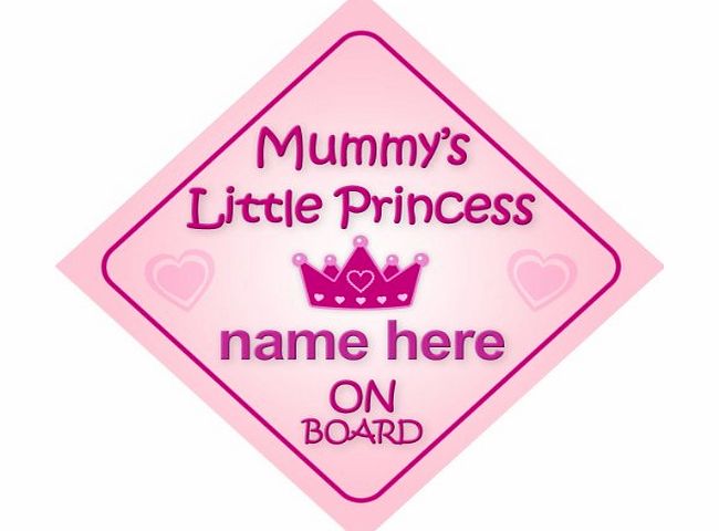 mybabyonboard.co.uk Mummys Little Princess On Board Personalised Car Sign New Baby Girl / Child Gift / Present
