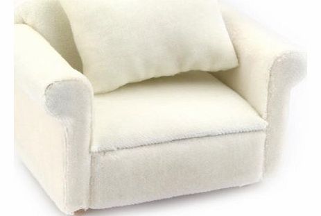 Dolls House Miniature White Padded Arm Chair