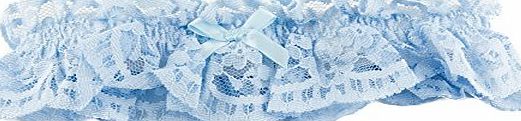 Mytoptrendz Something Blue Wedding Garter Blue Pretty Floral Lace With Small white Satin Ribbon Bow Detail