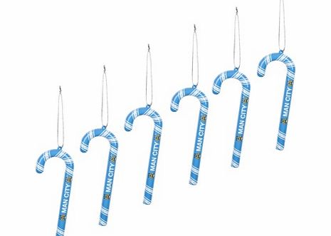 Manchester City 6 Pack of Candy Cane Ornaments