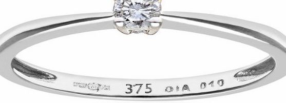 Naava 9 ct White Gold Round Brilliant IJ/I Certified 0.1 ct Diamond Engagement Ring, Size - J