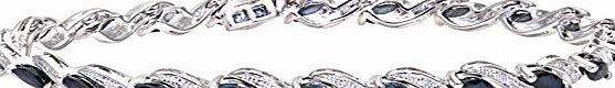 Naava Womens Diamond and Sapphire Bracelet, 9 ct White Gold with Prong Setting 0.05 ct Diamond Weight, Model PBC2520