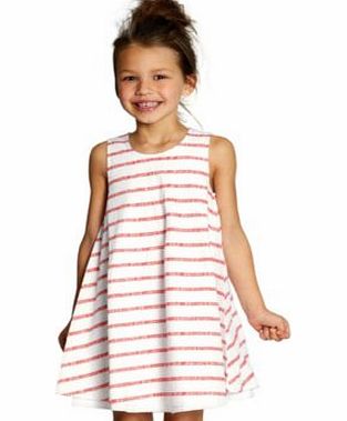name it Girls White Stripe Dress - 12 Years