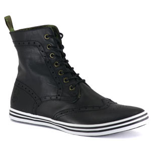 - Brogue Leather Boot - Black