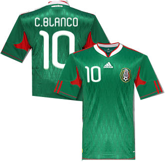 Adidas 2010-11 Mexico World Cup home (C.Blanco 10)