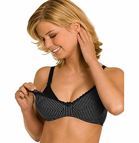 Naturana 5105 Nursing Bra moulded cups to open with one hand black-white Naturana 34 B