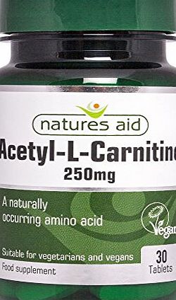 Natures Aid 250mg Acetyl L-Carnitine - Pack of 30 Tablets