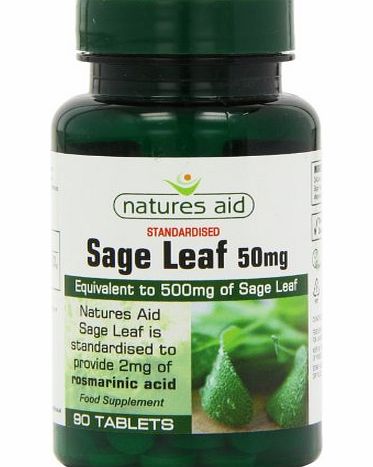 Natures Aid Health Products Natures Aid Health 50mg Sage Leaf 90 Tablets