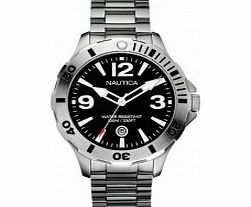 Nautica Mens BFD 101 Black Silver Watch