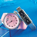 Womens Pink Strap Watch Set with Swarovski Crystals